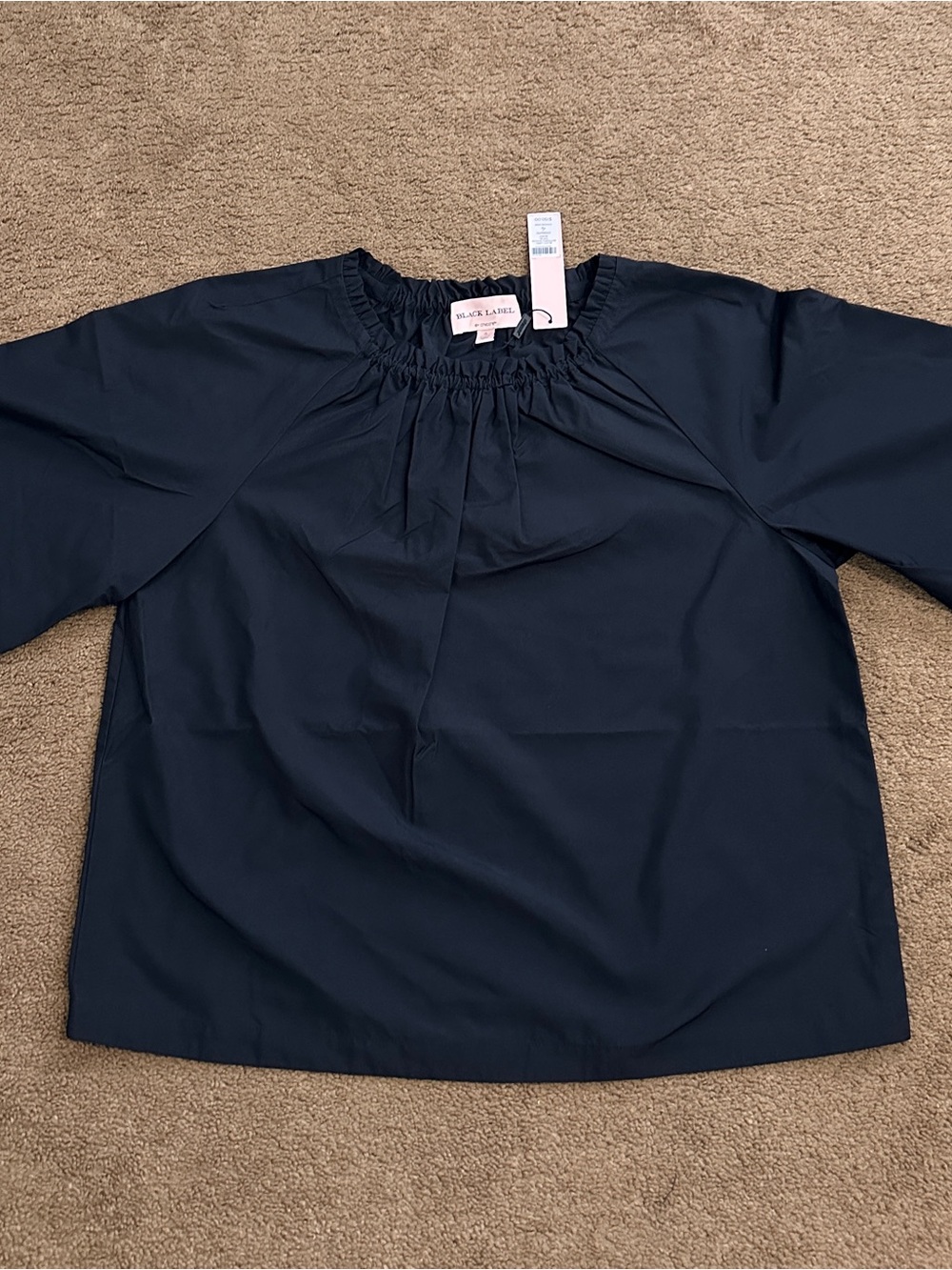 Black Label by Chico's Black Solid Round Neck Butterfly Sleeve Ruffle Blouse 4